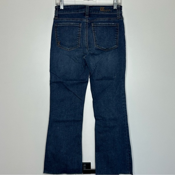 KUT from Kloth Nikki Raw Hem Mid Rise Kick Flare Jeans 4 stretch designer blue - Picture 7 of 12